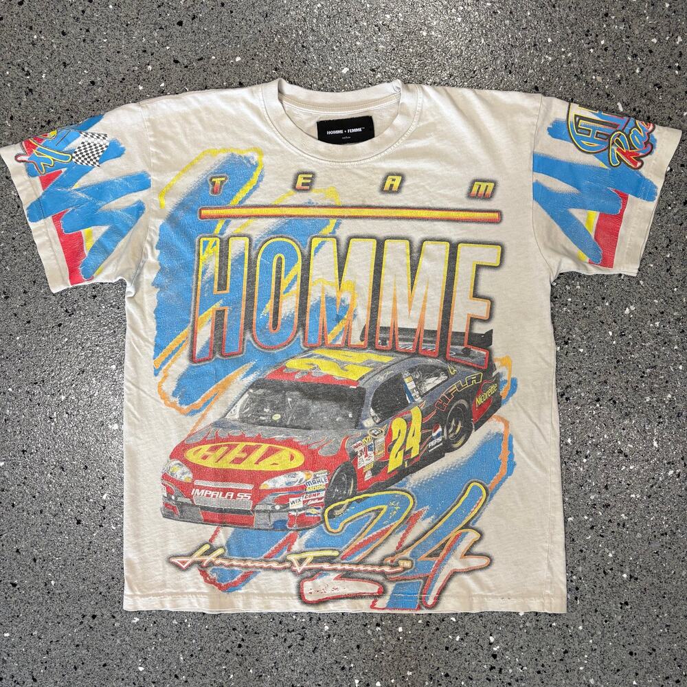 Homme Femme "Crew Only" Nascar Racing All Over Print T-shirt